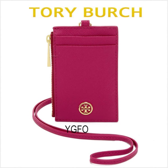 Tory Burch | Accessories | Tory Burch Lanyard Id Holder Pink Leather W  Pouch | Poshmark